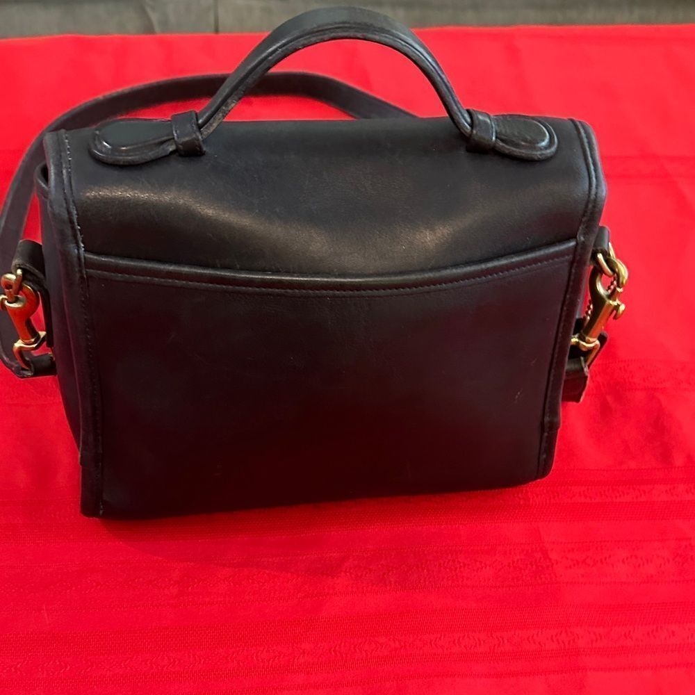 Authentic Vintage Coach Court Black Leather Top-Handle Shoulder Bag 9870 - Picture 6 of 14
